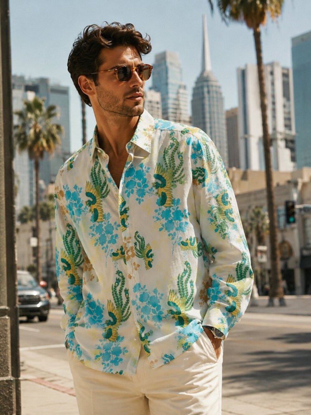 Ben Sherman Floral Phoenix Button Down Shirt 3 Large 100% Cotton Boho